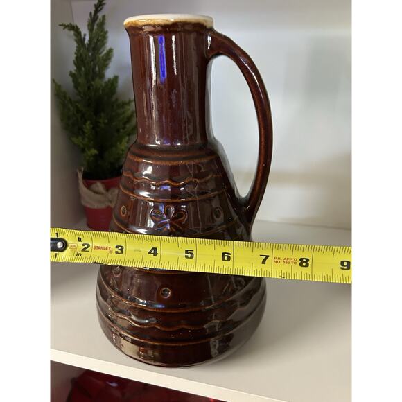 Marcrest Daisy Dot 10.5” Carafe Glaze Pitcher Pottery Jug Vase Brown Stoneware - Picture 4 of 6